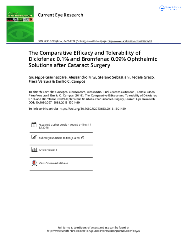 (PDF) The Comparative Efficacy and Tolerability of Diclofenac 0.1% and ...