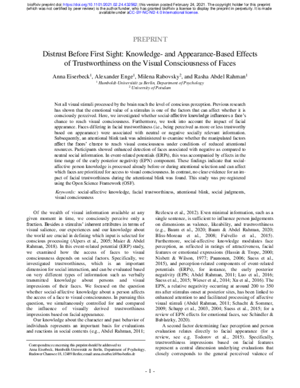 (PDF) Distrust Before First Sight: Knowledge- and Appearance-Based ...