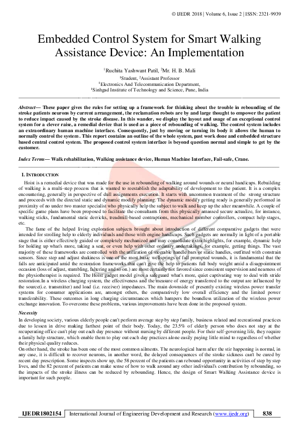 (PDF) Embedded Control System for Smart Walking Assistance Device: An ...