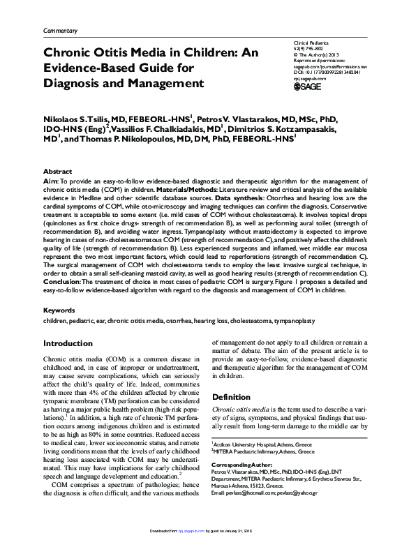 (PDF) Chronic Otitis Media in Children