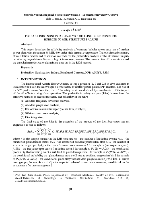 (PDF) Probabilistic Nonlinear Analysis of Reinforced Concrete Bubbler ...