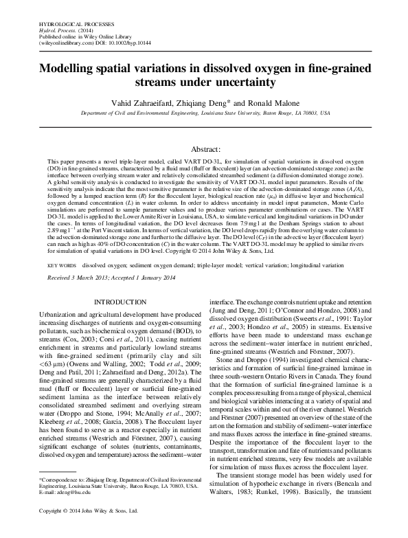 (PDF) Spatial Variation of Dissolved Oxygen in Lowland Rivers under ...