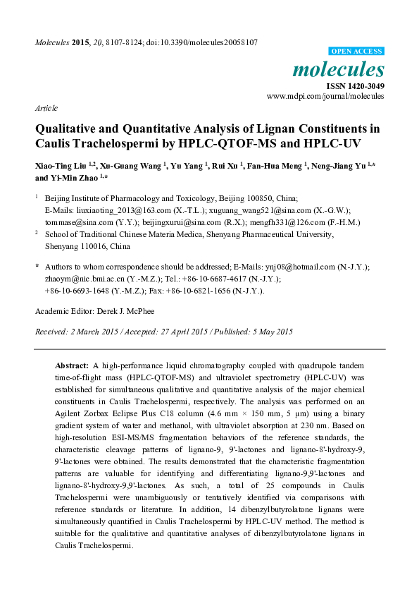 (PDF) Qualitative and Quantitative Analysis of Lignin Produced from ...