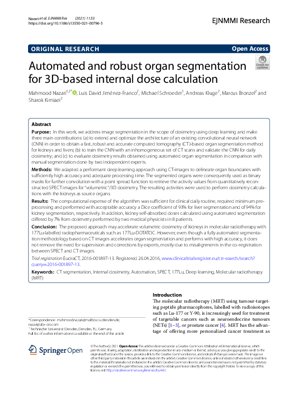 (PDF) Automated and robust organ segmentation for 3D-based internal ...