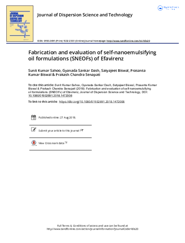 (PDF) Fabrication and evaluation of self-nanoemulsifying oil ...