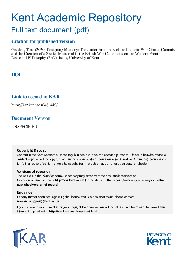 (PDF) Designing Memory: The Junior Architects of the Imperial War ...