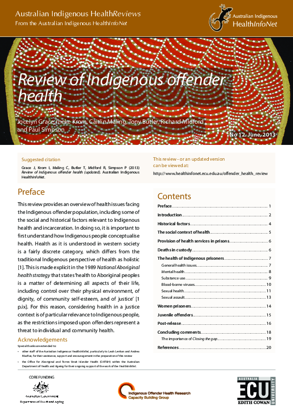 (PDF) CORE FUNDING Review of Indigenous offender health