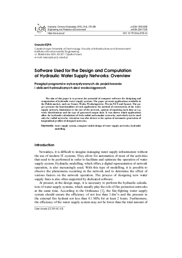 (PDF) Software Used for the Design and Computation of Hydraulic Water ...
