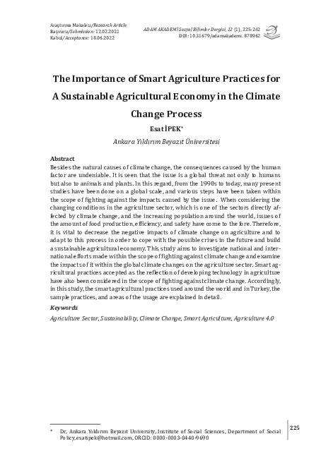 (PDF) The Importance of Smart Agriculture Practices for A Sustainable ...
