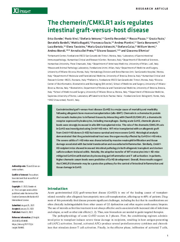(PDF) The chemerin/CMKLR1 axis regulates intestinal graft-versus-host ...