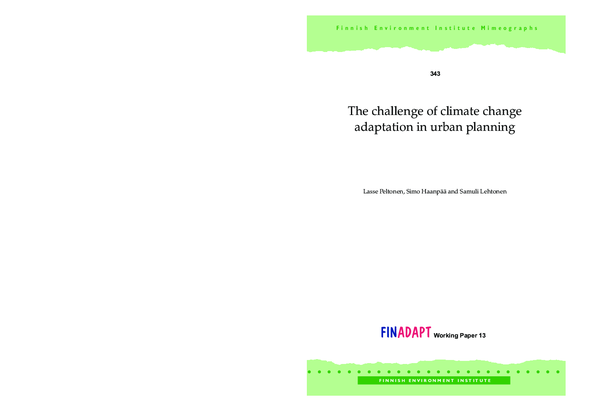 (PDF) The challenge of climate change adaptation in urban planning
