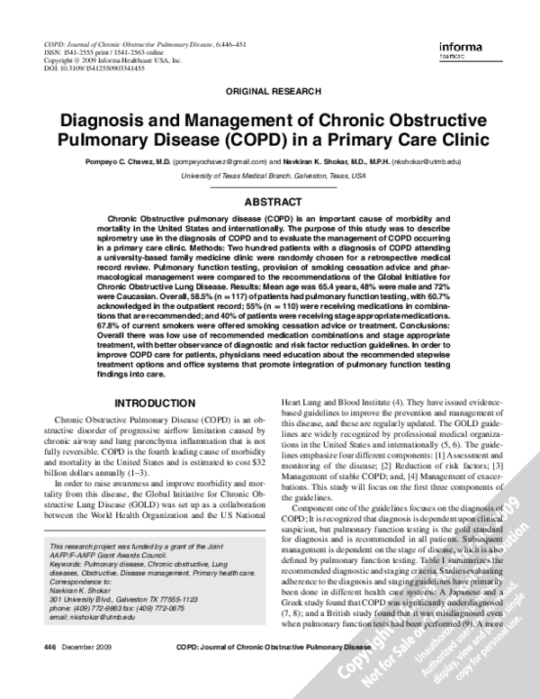 (PDF) Diagnosis and Management of Chronic Obstructive Pulmonary Disease ...