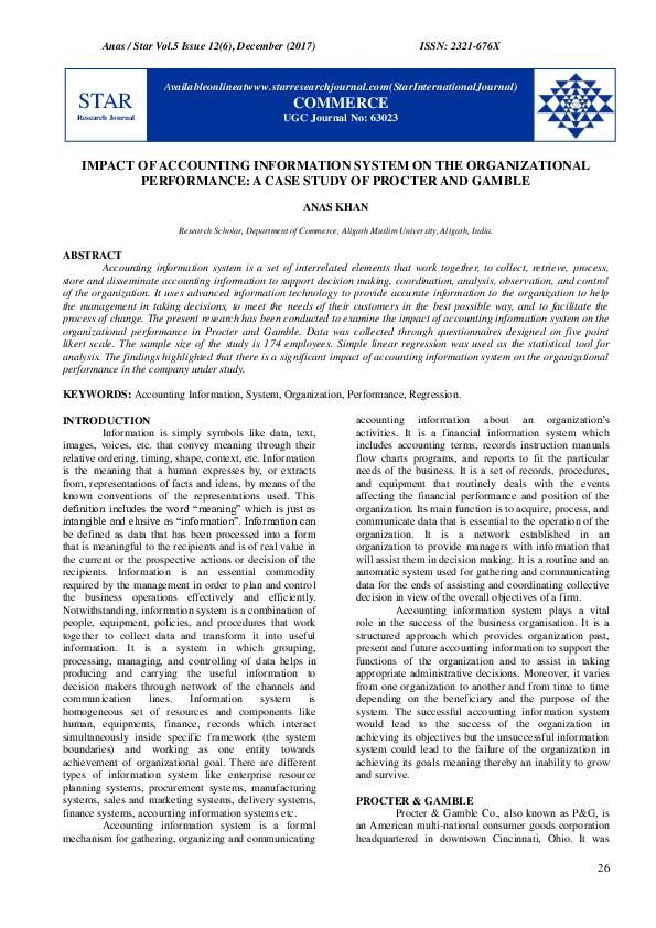 (PDF) Impact of Accounting Information System on the Organizational ...