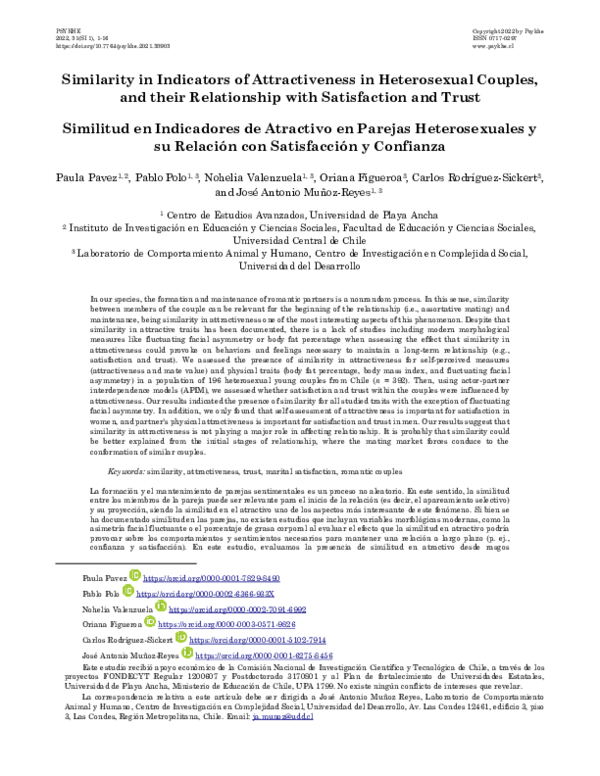 (PDF) Similarity in Indicators of Attractiveness in Heterosexual ...