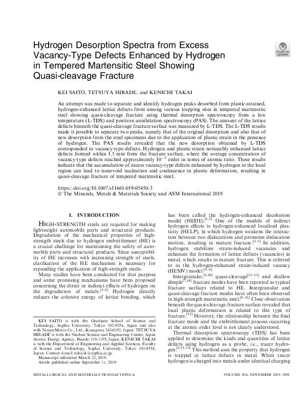(PDF) Hydrogen Desorption Spectra from Excess Vacancy-Type Defects ...