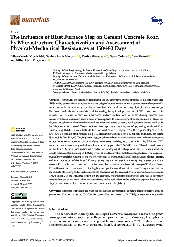 (PDF) The Influence of Blast Furnace Slag on Cement Concrete Road by ...