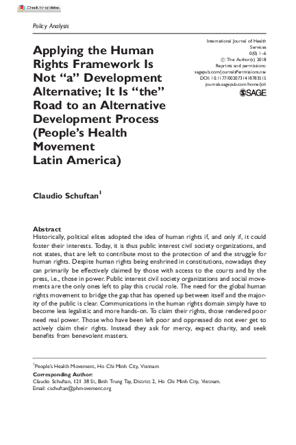 (PDF) Applying the Human Rights Framework Is Not “a” Development ...