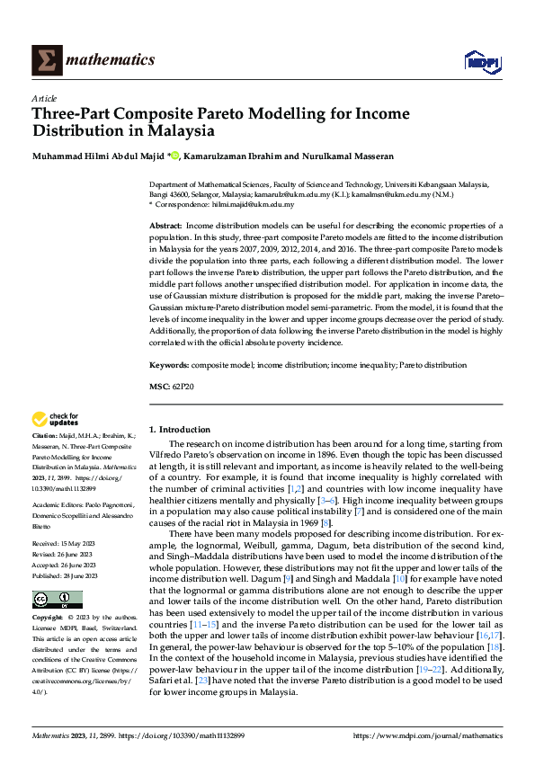 (PDF) Three-Part Composite Pareto Modelling for Income Distribution in ...