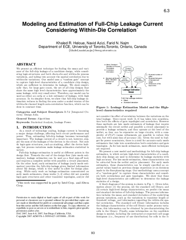 (PDF) Modeling and estimation of full-chip leakage current considering ...
