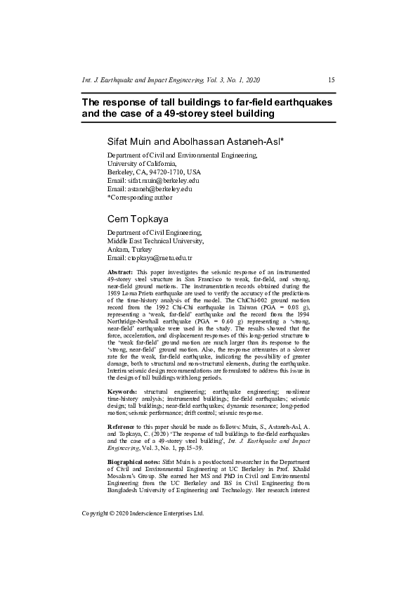 (PDF) The response of tall buildings to far-field earthquakes and the ...