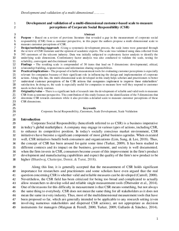 (PDF) Development and validation of a multi-dimensional customer-based ...