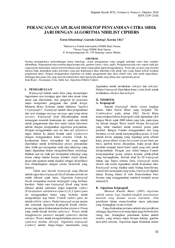 (PDF) Perancangan Aplikasi Desktop Penyandian Citra Sidik Jari Dengan ...