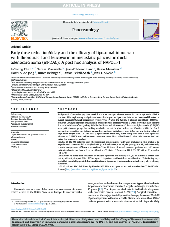 (PDF) Early dose reduction/delay and the efficacy of liposomal ...