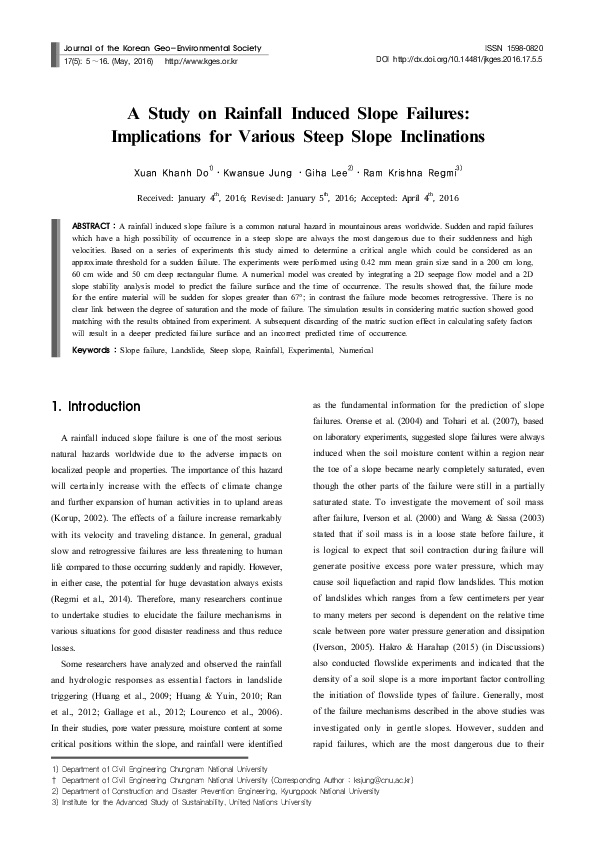 (PDF) A Study on Rainfall Induced Slope Failures: Implications for ...