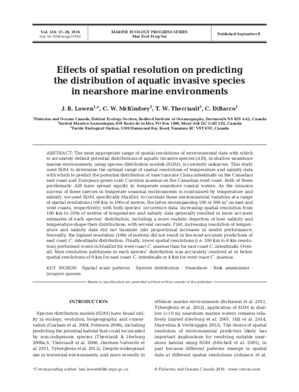 (PDF) Effects of spatial resolution on predicting the distribution of ...