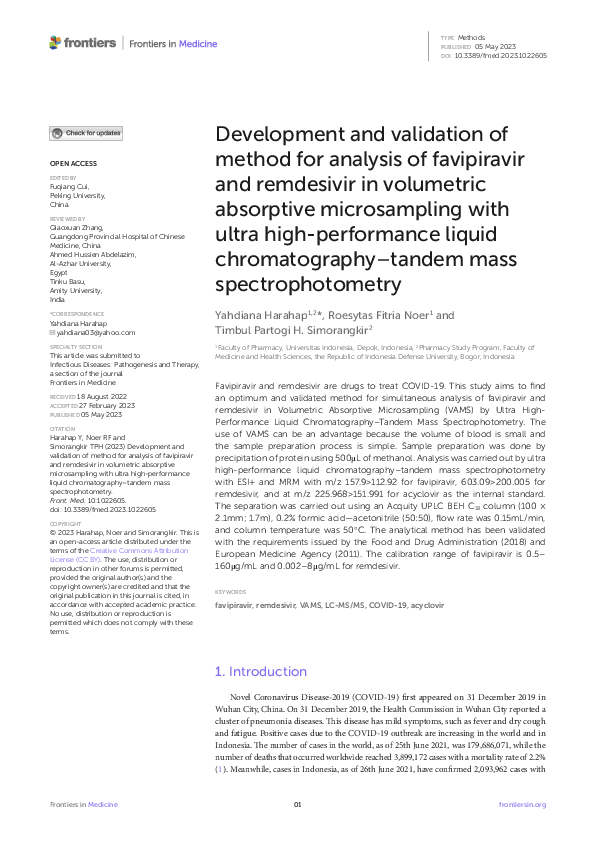 (PDF) Development and validation of method for analysis of favipiravir ...