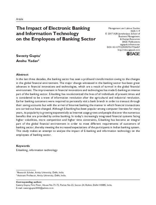 (PDF) The Impact of Electronic Banking and Information Technology on ...
