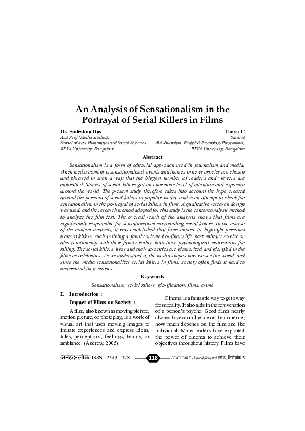 (PDF) An Analysis of Sensationalism in the Portrayal of Serial Killers ...