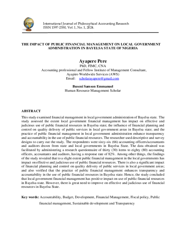 (PDF) The Impact Public Financial Management on Local Government ...