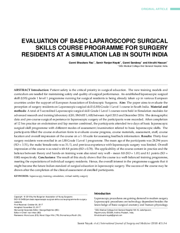 (PDF) Evaluation of Basic Laparoscopic Surgical Skills course programme ...