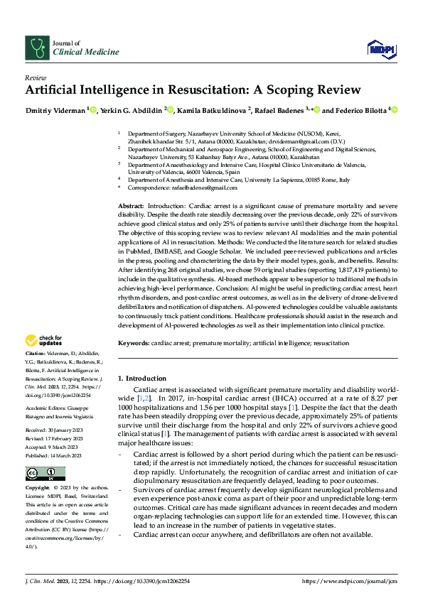 (PDF) Artificial Intelligence in Resuscitation: A Scoping Review
