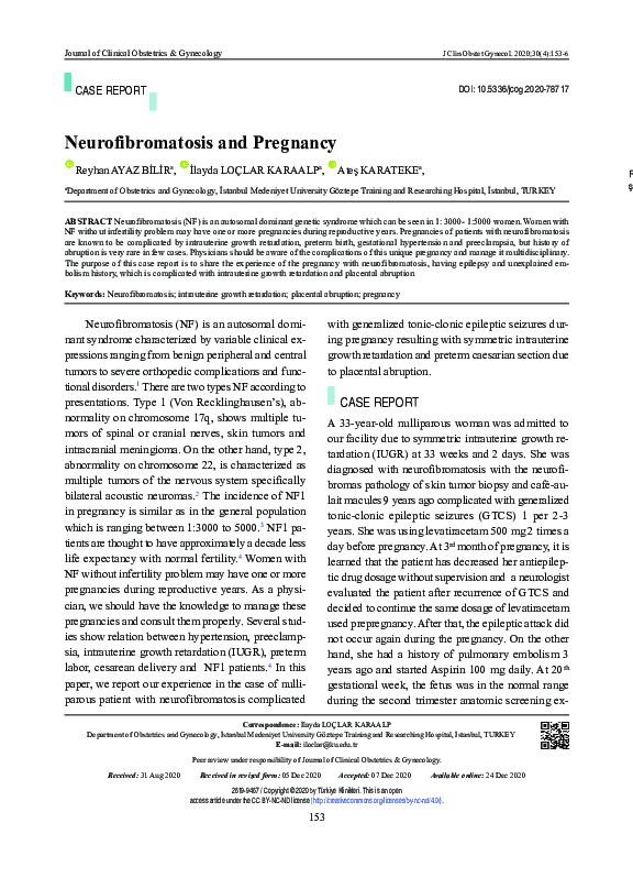 (PDF) Neurofibromatosis and Pregnancy