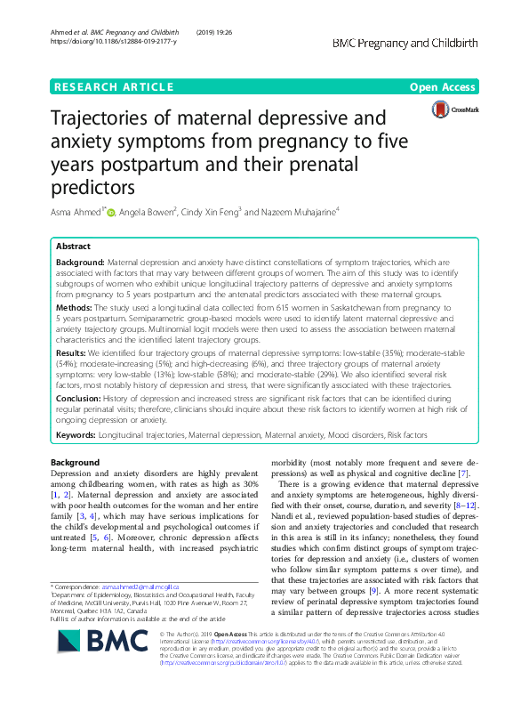 (PDF) Trajectories of maternal depressive and anxiety symptoms from ...