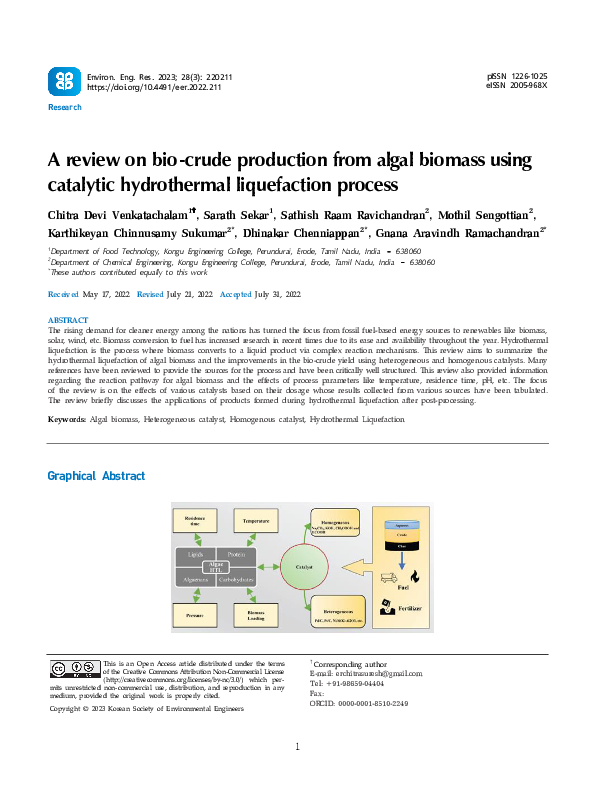 (PDF) A review on bio-crude production from algal biomass using ...