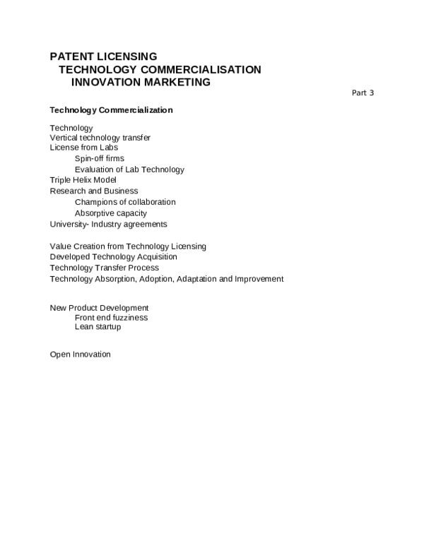 (PDF) Technology Commercialisation