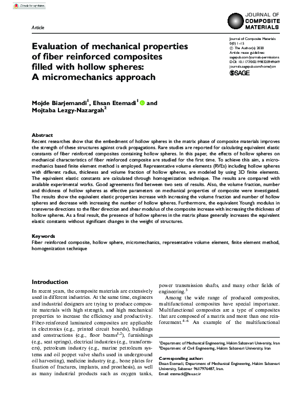 (PDF) Evaluation of mechanical properties of fiber reinforced ...