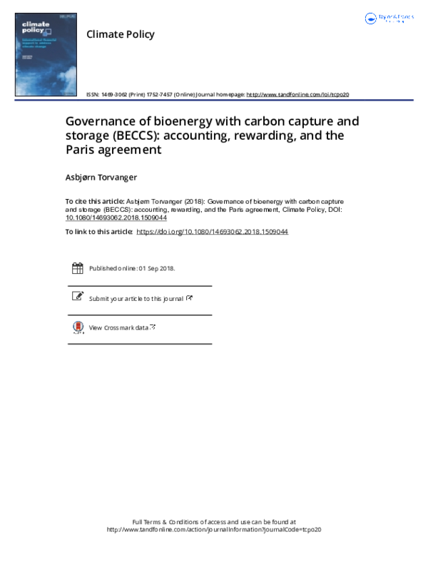 (PDF) Governance of bioenergy with carbon capture and storage (BECCS ...