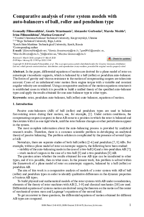 (PDF) Comparative analysis of rotor system models with auto-balancers ...