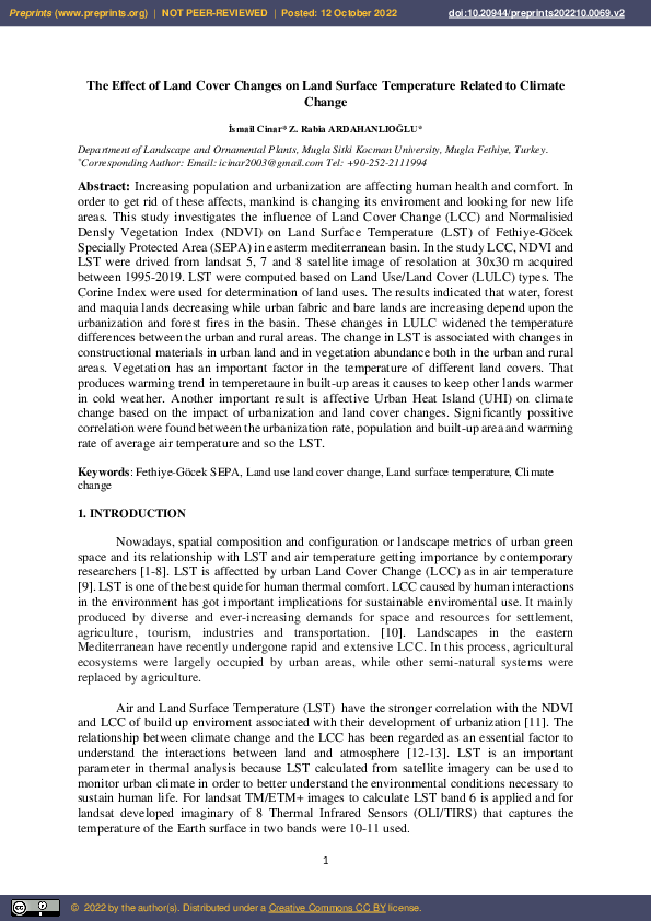 (PDF) The Effect of Land Cover Changes on Land Surface Temperature ...