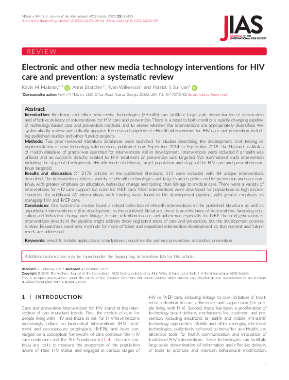 (PDF) Electronic and other new media technology interventions for HIV ...