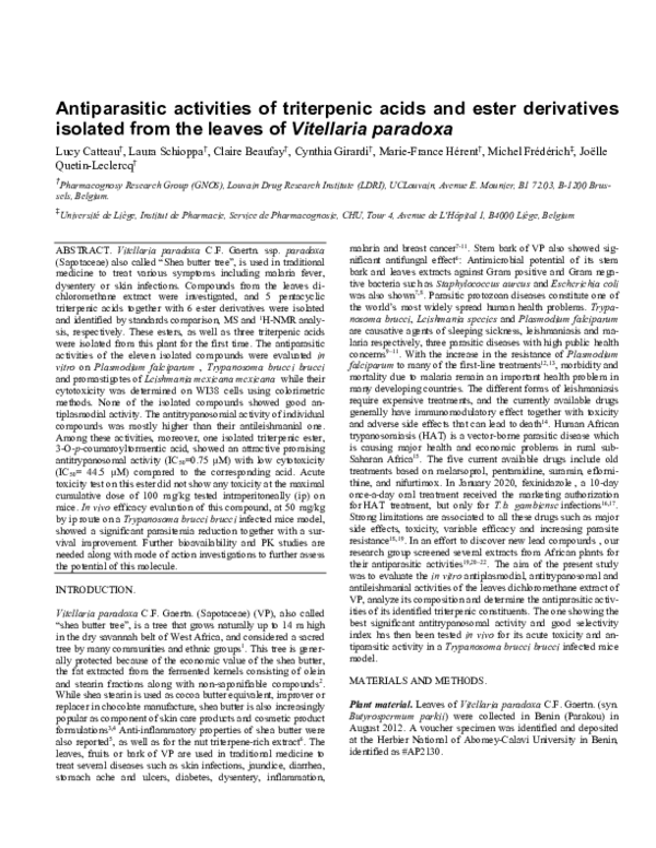 (PDF) Antiprotozoal activities of Triterpenic Acids and Ester ...