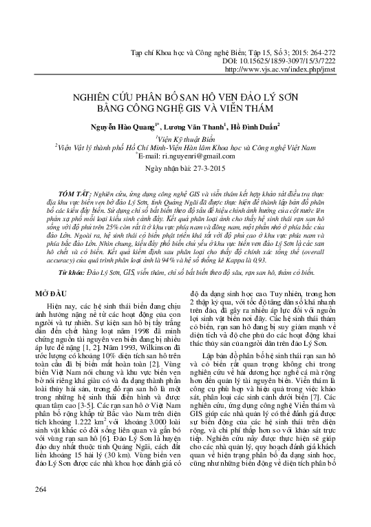 (PDF) Study on Spatial Distribution of Coral Reefs in Ly Son Island ...