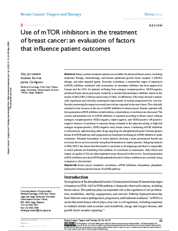 (PDF) Use of mTOR inhibitors in the treatment of breast cancer: an ...