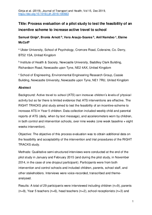 (PDF) Process evaluation of a pilot study to test the feasibility of an ...