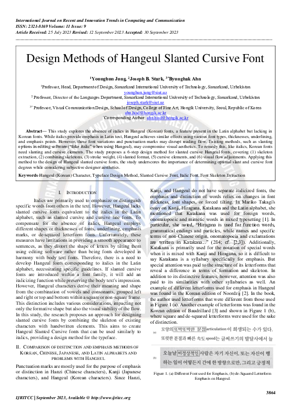 (PDF) Design Methods of Hangeul Slanted Cursive Font