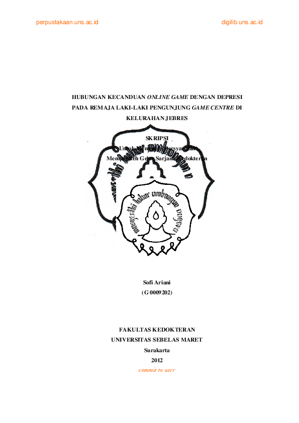 Pdf Hubungan Kecanduan Online Game Dengan Depresi Pada Remaja Laki
